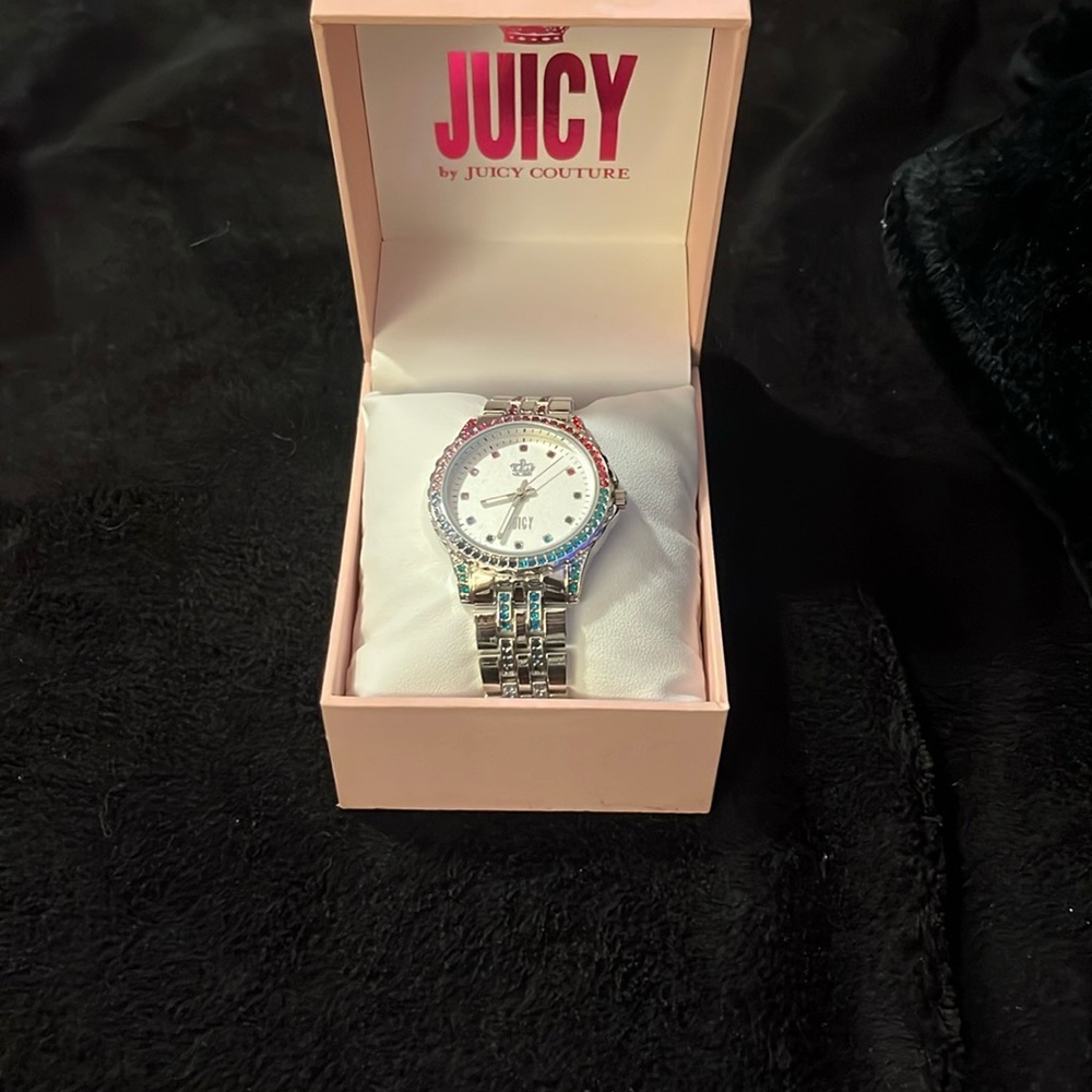 Juicy Couture Silver Watch with Rainbow Bezel